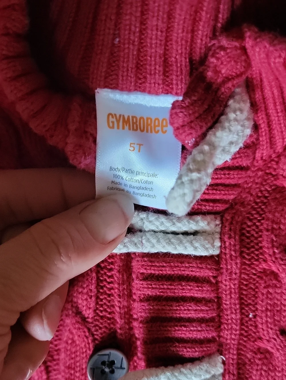 Kids Cable-Knit Sweater with Toggle Detail - Raspberry